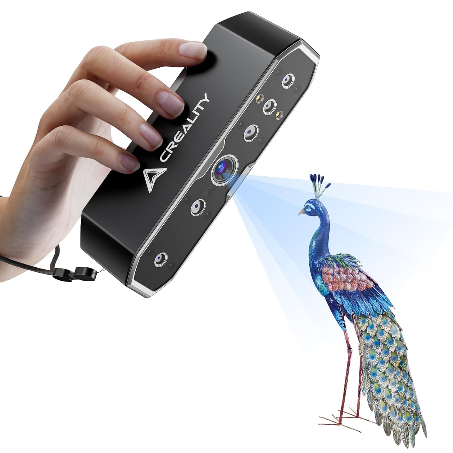 Creality CR-Scan Otter Scanner 3D pour Impression 3D, 20fps avec Vision Stéréo à Quatre Objectifs, Plage de Numérisation de 10 à 2000mm, Suivi Anti-tremblement, Précision de 0,02 mm pour MacOS/Windows
