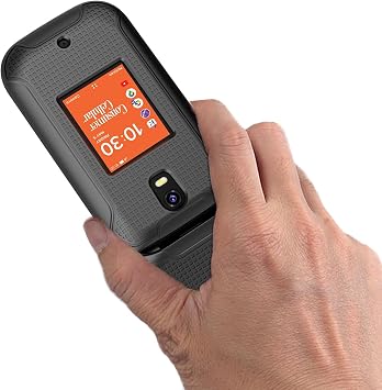 Nakedcellphone Consumer Cellular Iris Flip Phone用ケース スリムハードシェルプロテクターカバー 指紋/グリッドテクスチャ SH33202023用 - ブラックトレッド