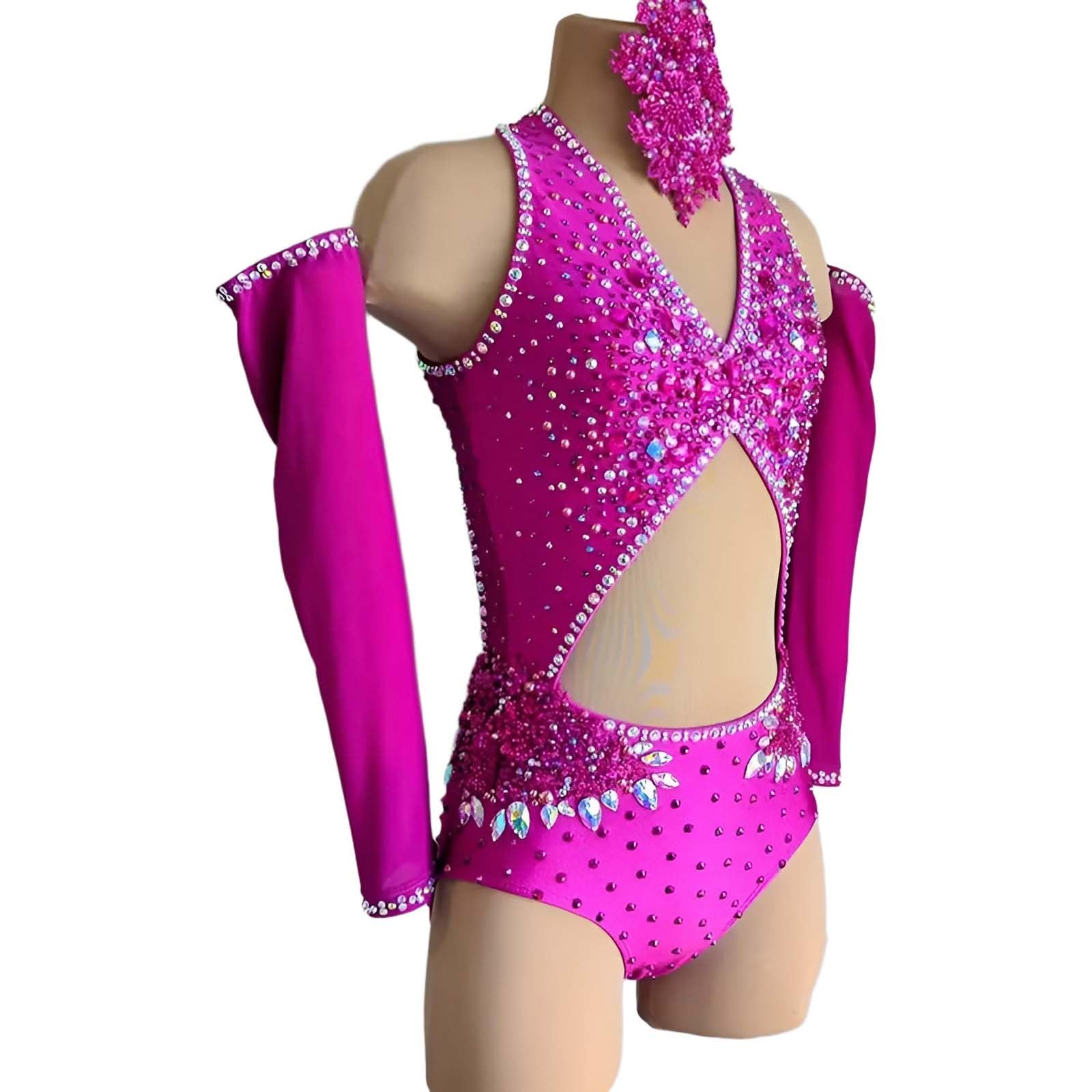 Strój do Tańca Lirycznego Damski Spandex Cyrkonie Wycięcia na Zawody