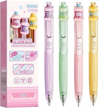 4 pens/Box - 0.5mm Triangle Position Cartoon Neutral Pen, Removable Accessory Neutral Pen - Drink Vending Machine