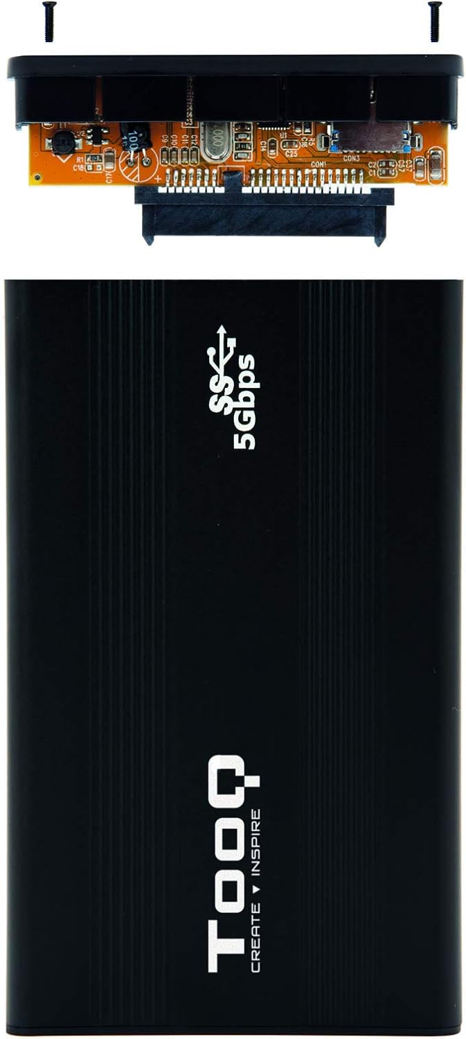 TooQ tqe-2524b External Case for 2.5 "SATA I/II/III Hard Drive to USB 3.0, Black