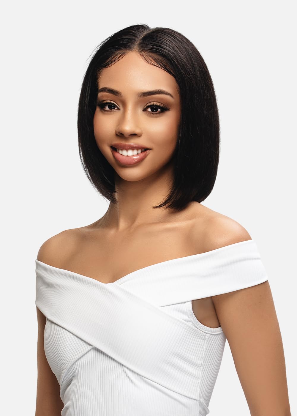 Vivica A. Fox NINA, Straight Bob Style, Brazilian Remi Hair, 13X4 Full HD Lace, Free Parting and & Versatile Styling, Adjustable Elastic Band, Glueless Lace Wig (NATURAL)