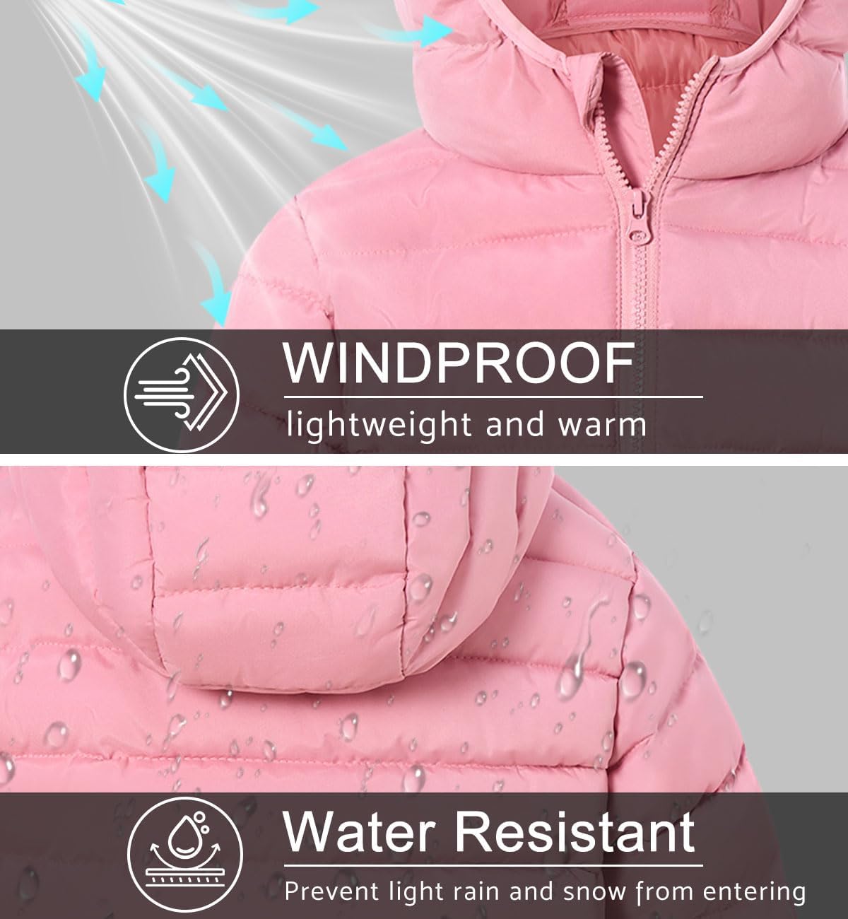 Enlifety 4-11T Girls Winter Coat Long Lightweight Hooded Puffer Jacket - Image 5