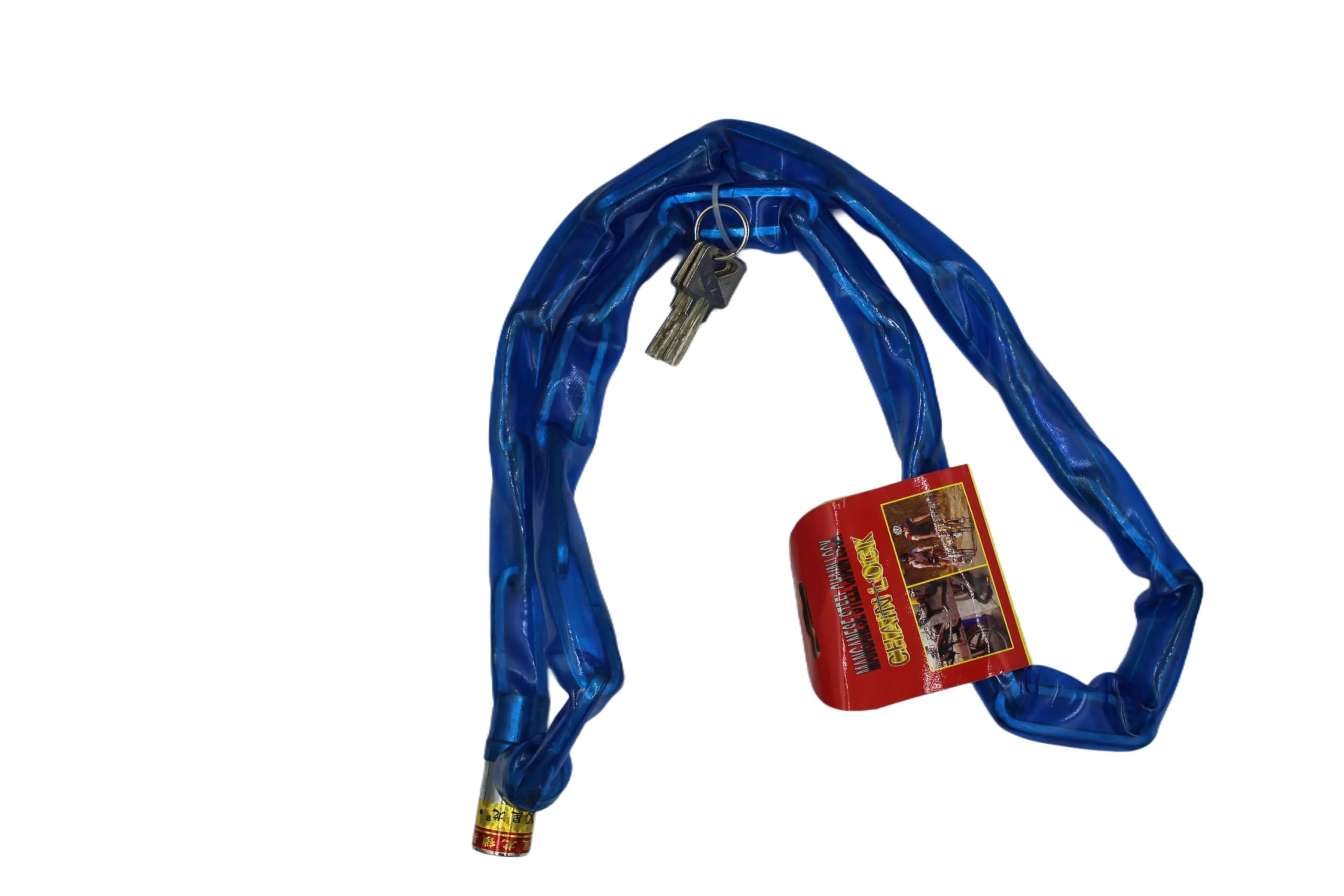 Universal Bicycle/Tricycle Lock with Plastic Cover, Anti-Theft Bike chain Lock with 2 keys, Bike Lock Cable for scooters and cycles-Assorted color