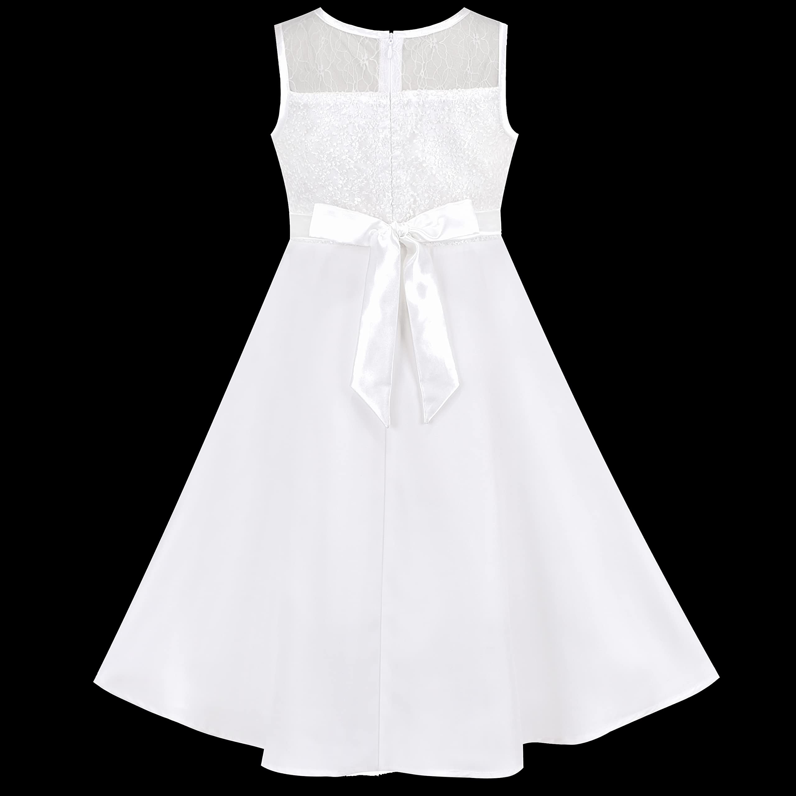 Sunny Fashion Robe Fille Fleur Dentelle Haut Dégradé Bordeaux Jupe sans Manches 6-14 Ans