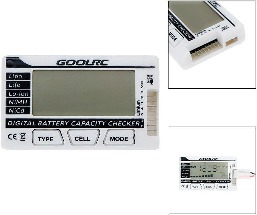 GoolRC RC CellMeter-7 Digital Battery Capacity Checker for LiPo Life Li-ion NiMH Nicd (White)