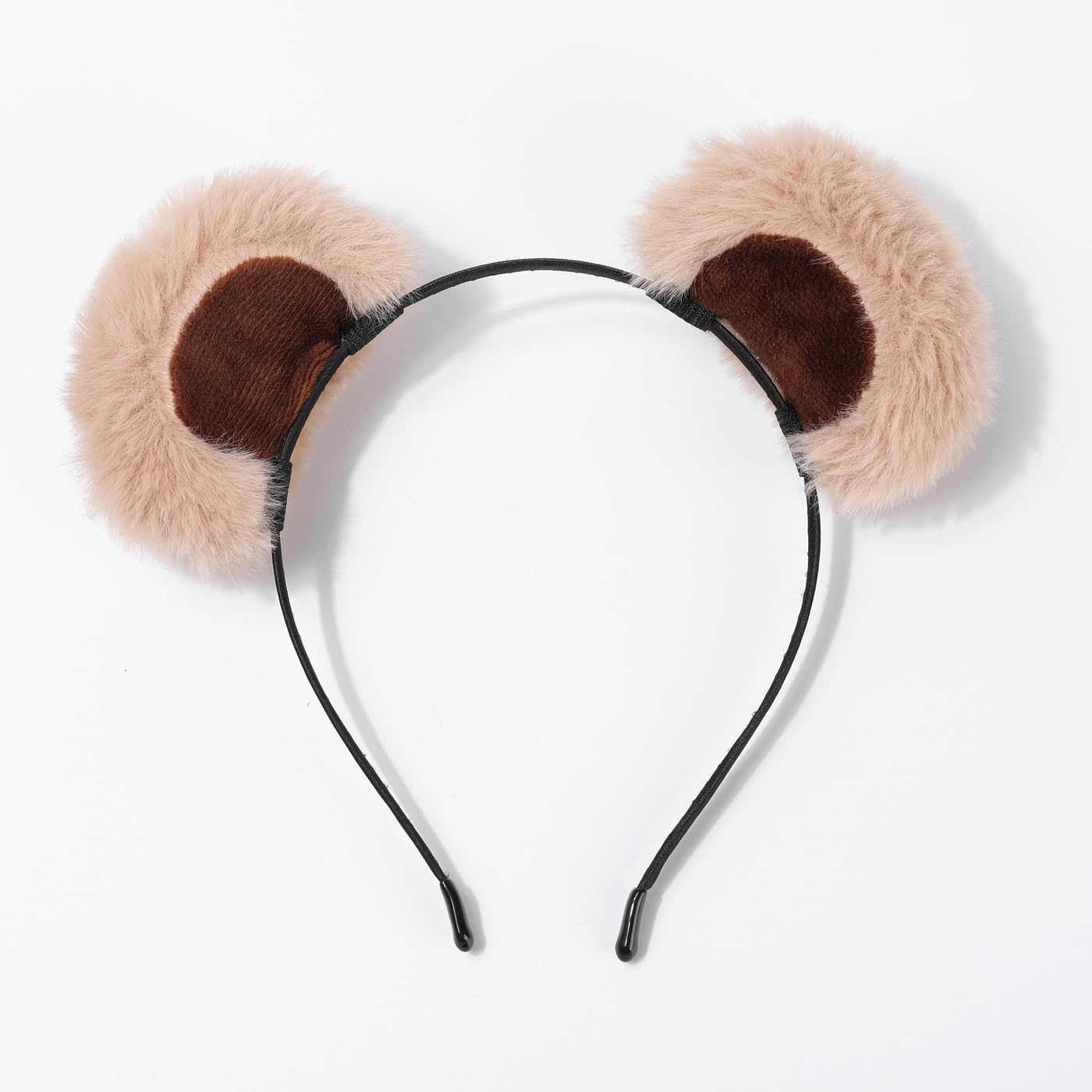 AMWYODK Brown Bear Ears Headband, Furry Ears Headband, Halloween Cosplay、 Christmas makeup and face washing。 (Khaki)