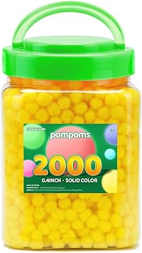 Eppingwin 2000PCS Yellow Pom Poms, 0.4 Inch Soft Pompoms for Crafts & DIY Projects