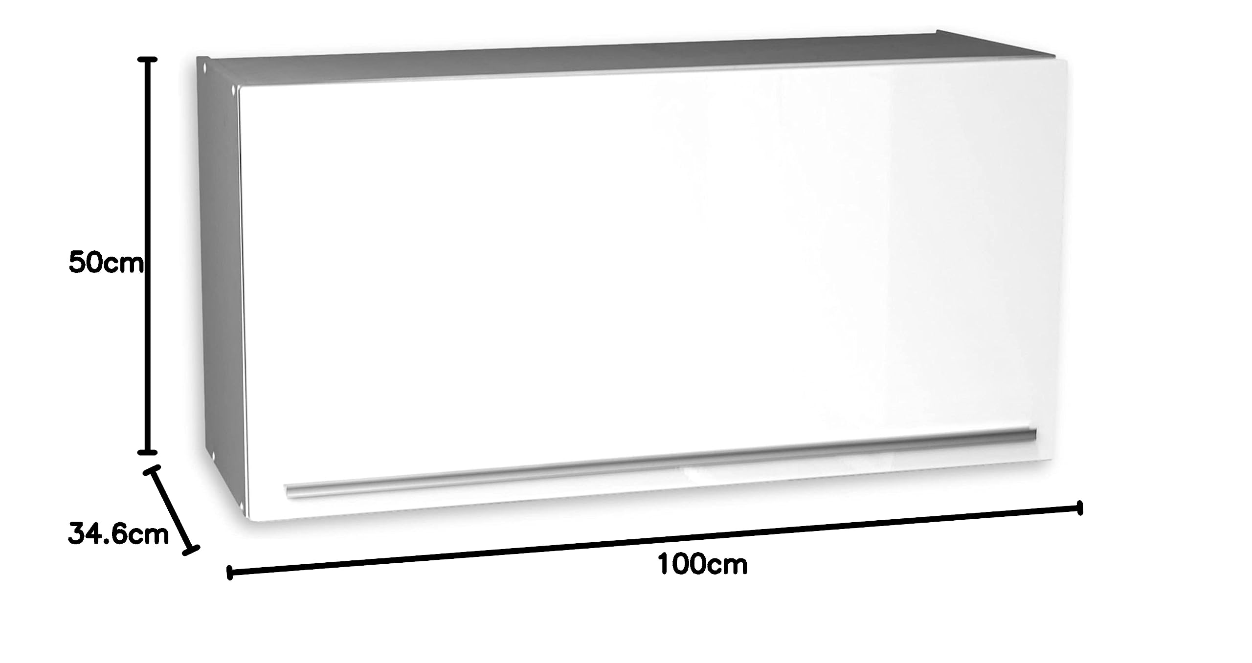 Stella Trading Moderner Hängeschrank Küche mit Klapptür in Weiß - Geräumiger Küchenschrank mit viel Stauraum - 100 x 50 x 34,6 cm (B/H/T)