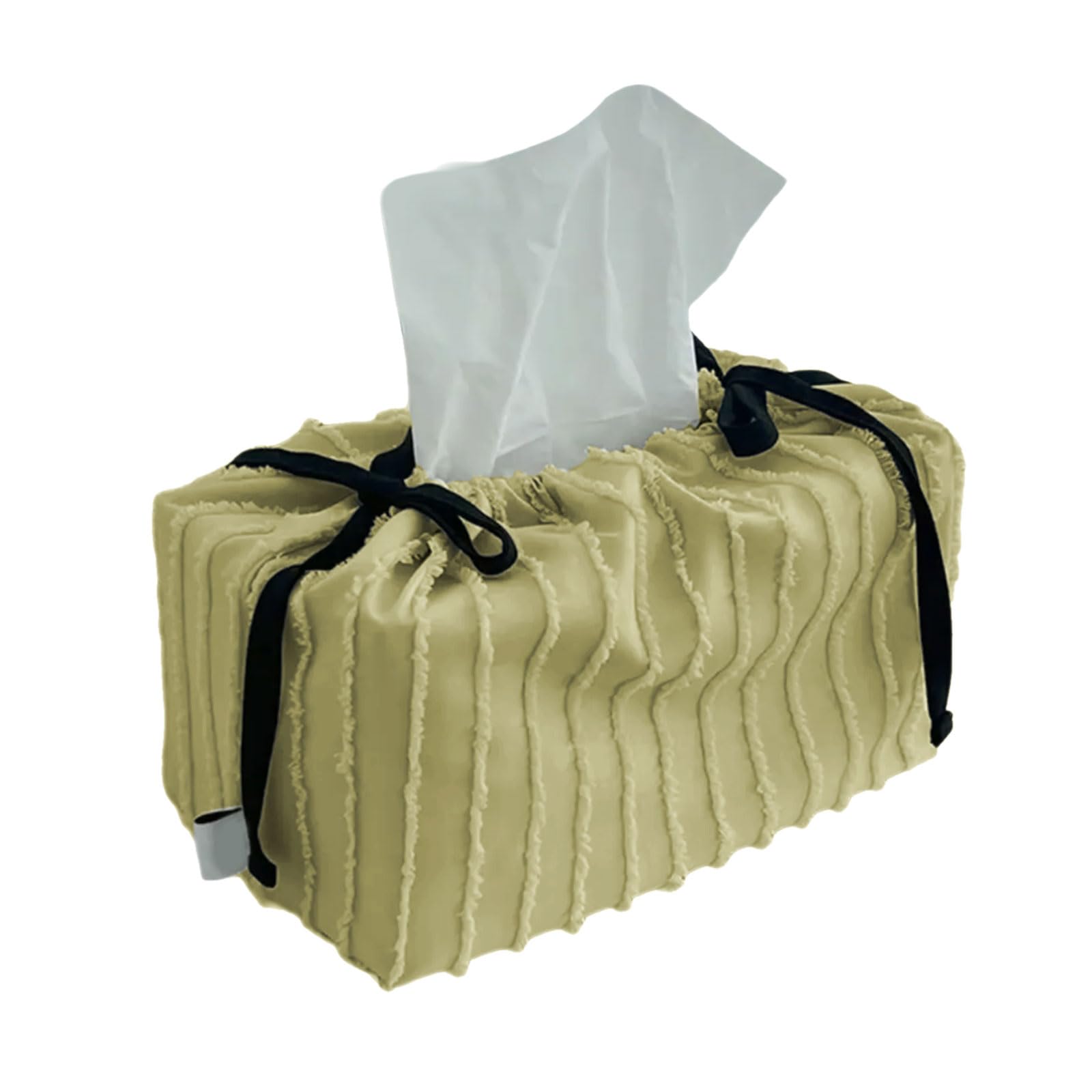 Mekalero Tassels Adorning Square Tissue Box Holder Polyester Fabric Napkin Holder Organiser for Living Room Decoration Stylish Polyester Napkin Dispenser