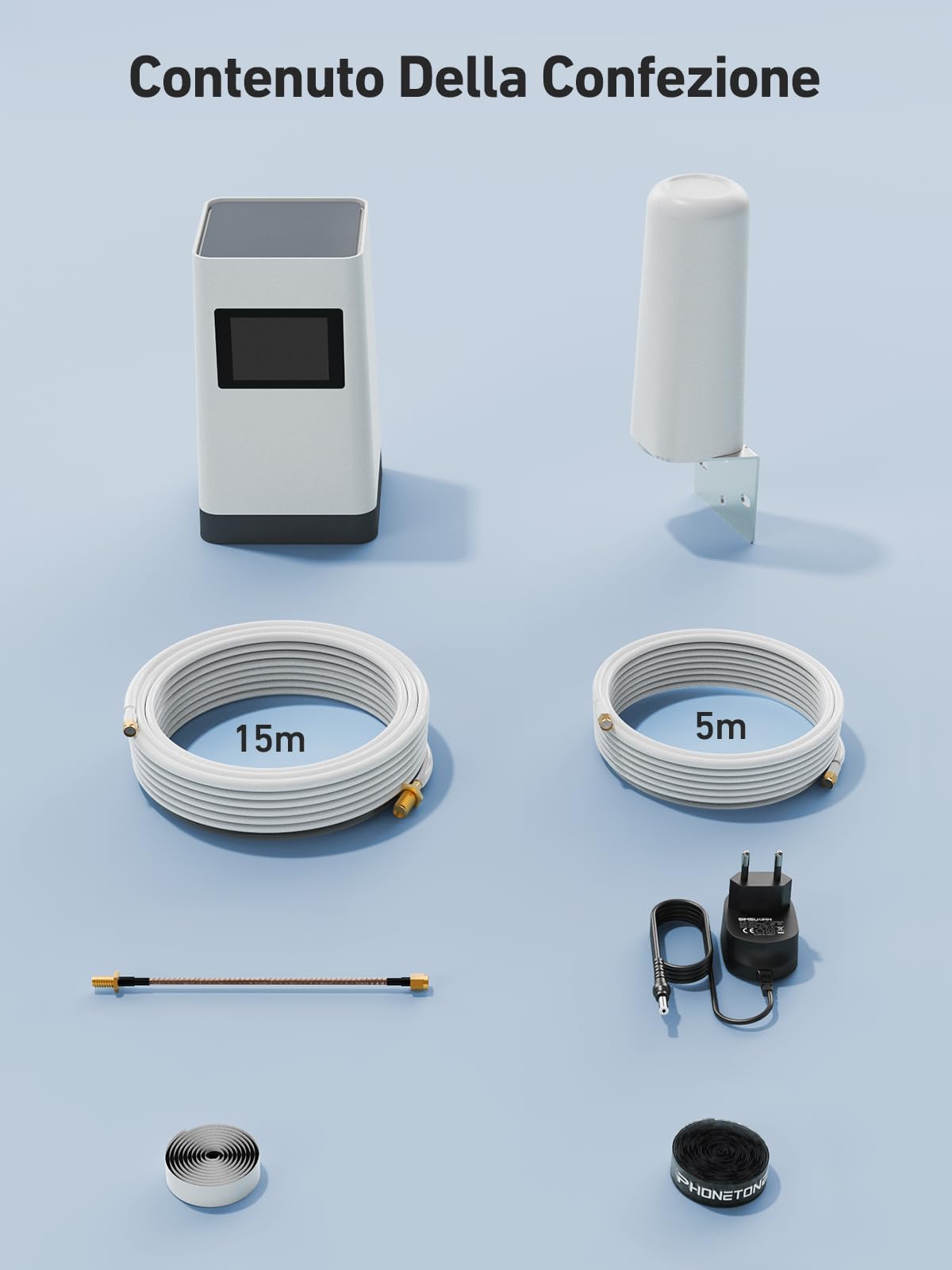 Amplificatore Segnale Cellulare 4G/3G/GSM/LTE - Ripetitore Segnale Cellulare con Antenna Integrata, Bande 1/3/7/8/20, Compatibile con Tutti gli Operatori Italiani
