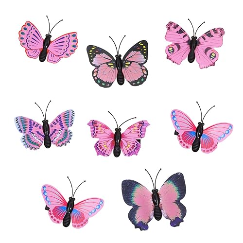 Pinzas para el cabello de mariposa Penta Angel, 8 piezas de estilos aleatorios con purpurina realista 3D de mariposa, accesorios para mujeres y
