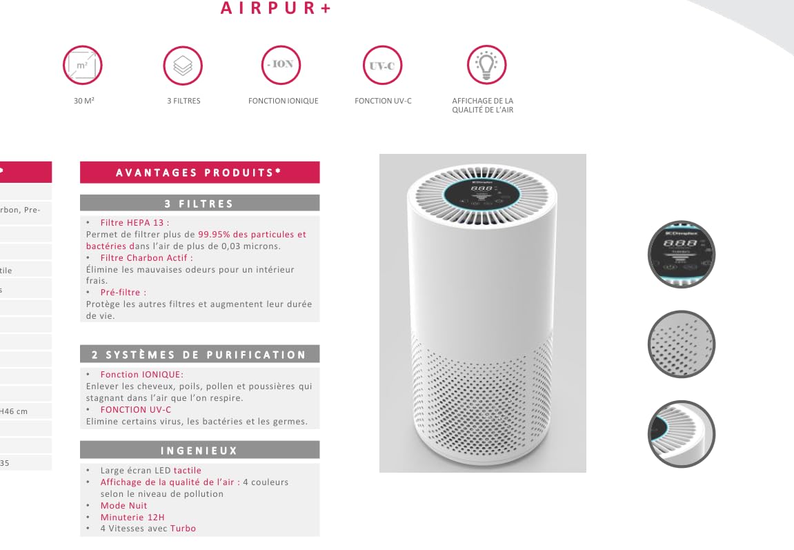 Purificateur D'air 20m2 38w - AIRPUR+