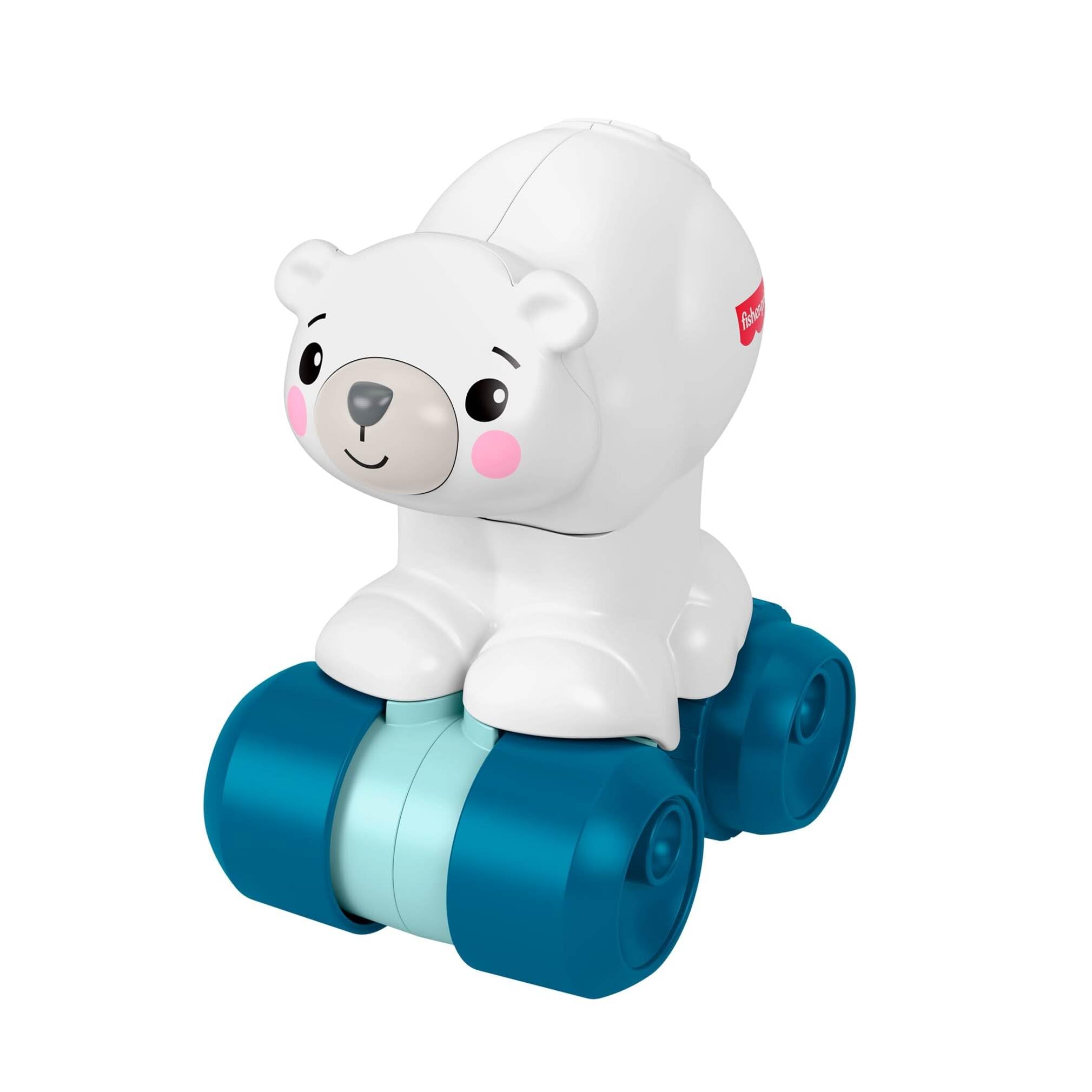 Fisher-Price Oso polar para perseguir gateando Juguete para bebés con temática animal, vehículo de actividades con detalles sensoriales para peques a partir de 9 meses, JDL63