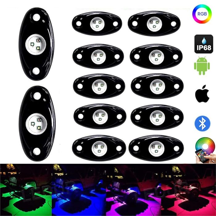 Buy OPL5 RGB Led Rock Light Kits 12 Pods, Bluetooth Phone APP Control