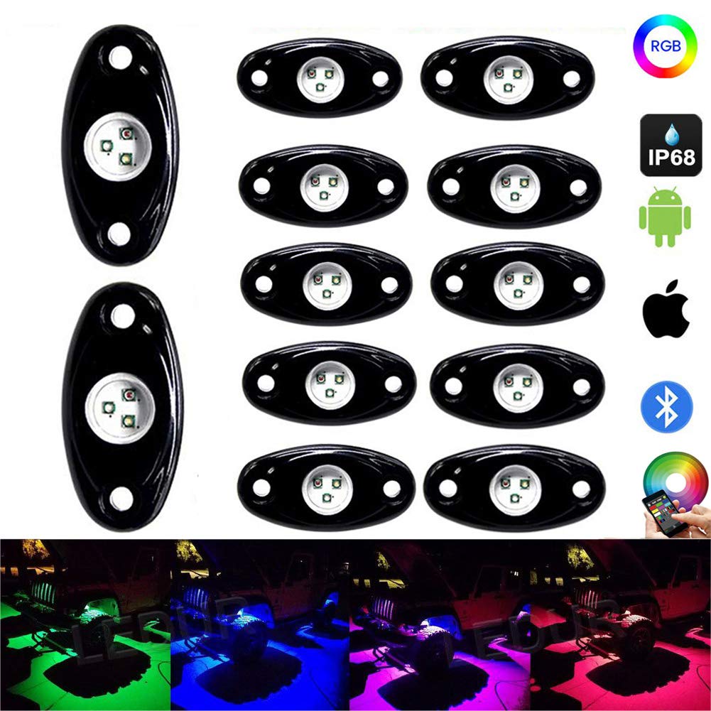 Buy OPL5 RGB Led Rock Light Kits 12 Pods, Bluetooth Phone APP Control & Timing & Music Mode
