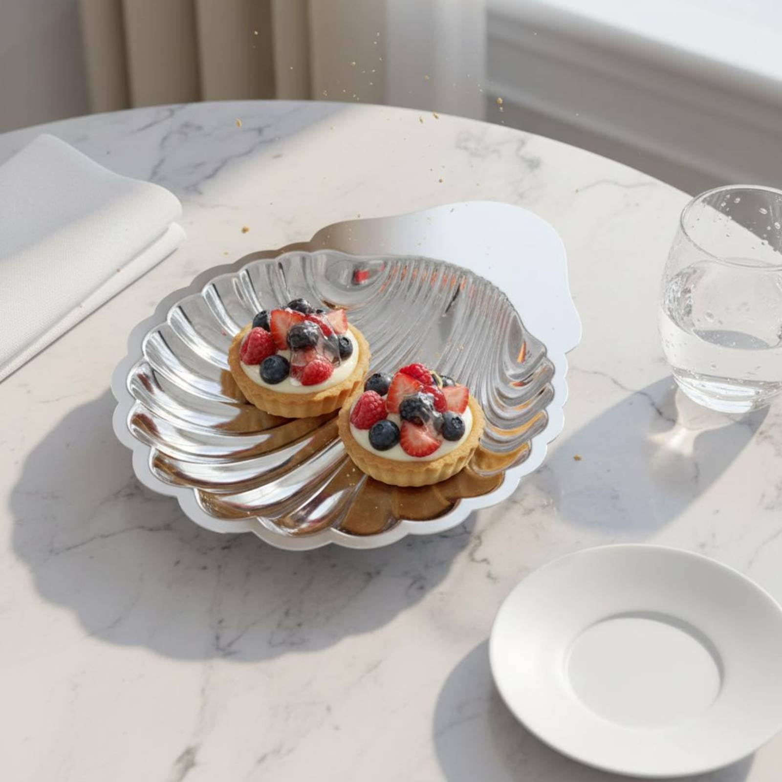 Piatto da Portata Ovale Vassoio Piatto Dessert Antipasti in Acciaio Inox Spesso Design Raffinato Cura Semplice Adatto a Ristoranti Presentazioni Tavola, Vassoio A Quattro Scomparti