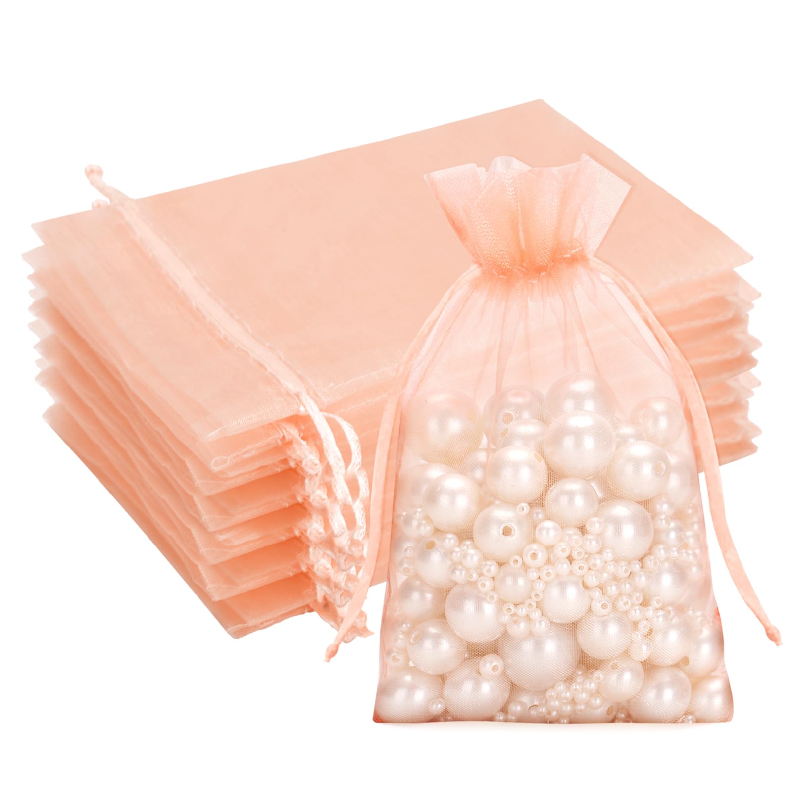 G2PLUS White Organza Gift Pouches - 7x9 CM Small Organza Favor Bags, 50 PCS Wedding Jewelry Bags - Clear Mesh Pouches for Wedding, Christmas, Birthday, Anniversary — view 50