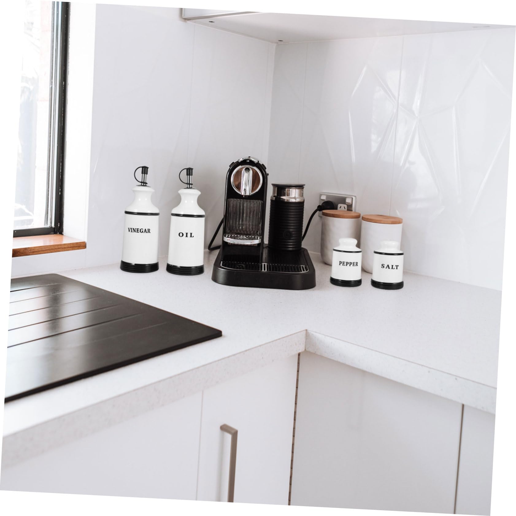 PRETYZOOM 4piezas Frascos De Condimentos De Cerámica Dispensador De Sal y Pimienta Para Cocina Recipiente Multifuncional Para Aceite Vinagre y Especias Para Decoración De Cocina y