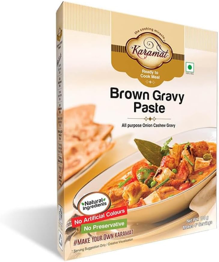 Ready To Cook, Brown Gravy Base Pack of 1 (100gm, Veg., Mix), Gravy Paste, Instant Food Mix, Onion Based Indian Curry Paste, Indian &Mughlai Delicacies, MYO