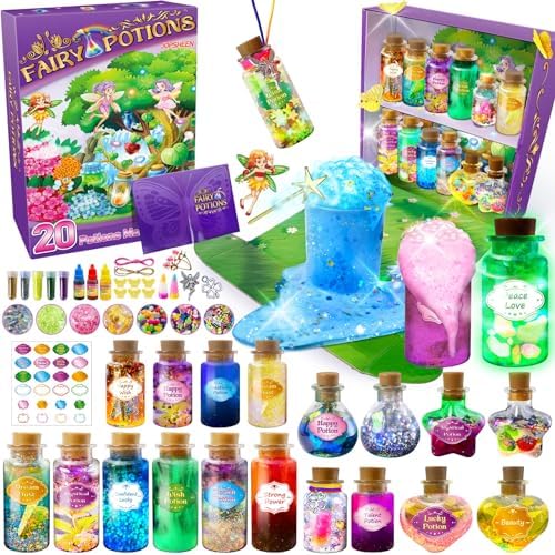 JOPSHEEN Potion Making Kit Children, Fairy Potion Craft Kit for Kids, Potion Making Kit, DIY 20 Fairy Potions, Magic Potion Science Toy for Kids, Potion Craft Gift for Age 6 8 10 12 Girls