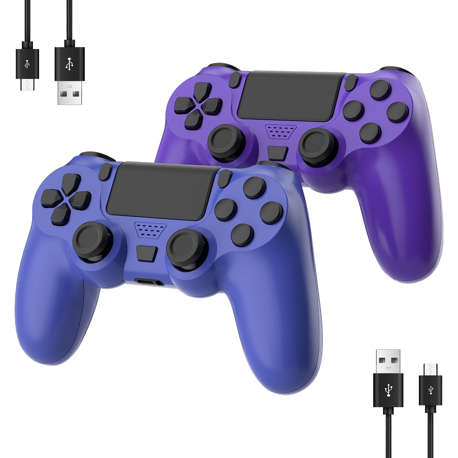 YsoKK 2 Pack Wireless Controller for PS4/Slim/Pro with Double Shock/Audio/Six-axis Motion Sensor(Purple and Blue) YsoKK 2 Pack Wireless Controller for PS4/Slim/Pro with Double Shock/Audio/Six-axis Motion Sensor(Purple and Blue)
