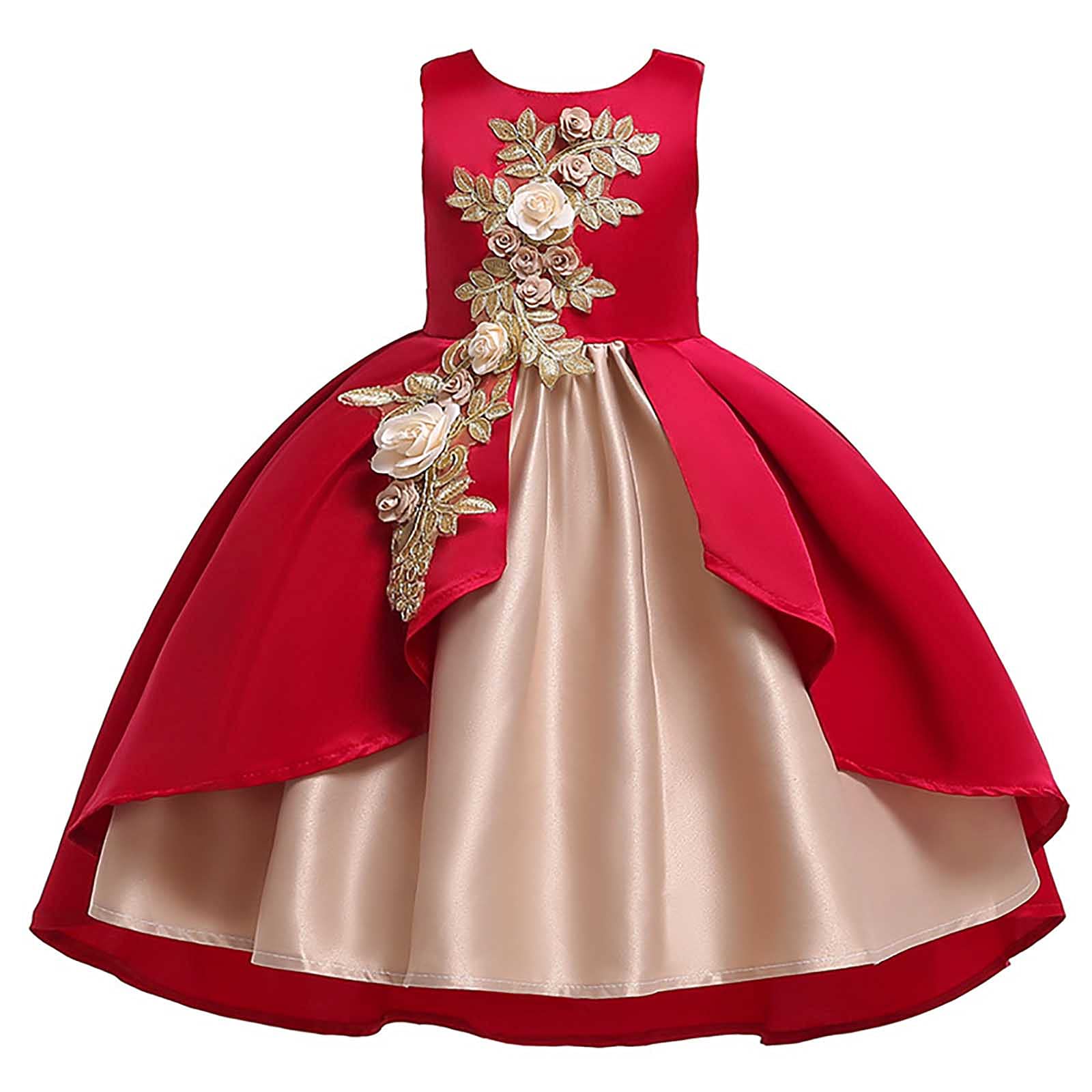 RikayClearance Partykleid Kinder Mädchen Rundhals Prinzessin Kleid Mode Lang Kleider Freizeit Elegant Sommerkleid Baumwolle Kostüm Kleider