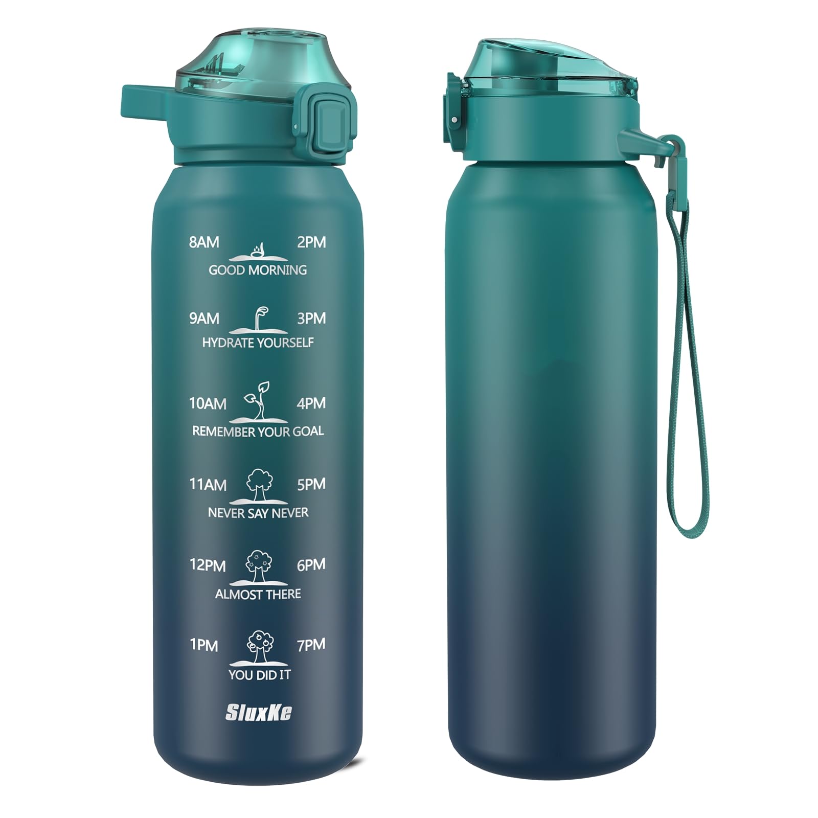 SLUXKE Borraccia da 500 ml in acciaio inox 18/10 con tappo a prova di perdite e impugnatura, borraccia termica per bevande calde e gassate, blu