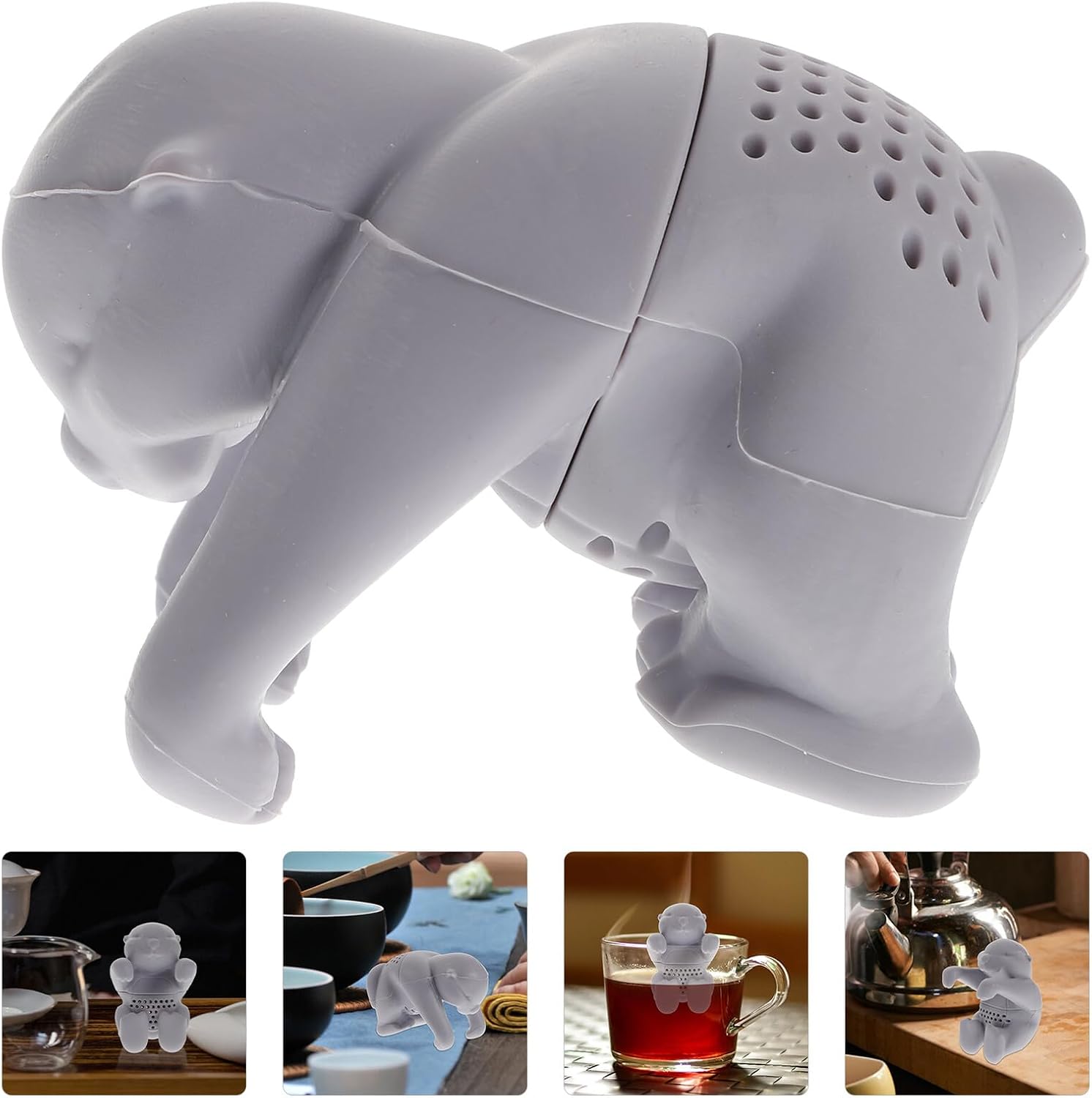 Food-grade Silicone Otter Shape Tea Infuser Cute Loose Leaf Tea Filter with Fine Slots for Mugs Easy to Clean Kitchen Gadget image 4