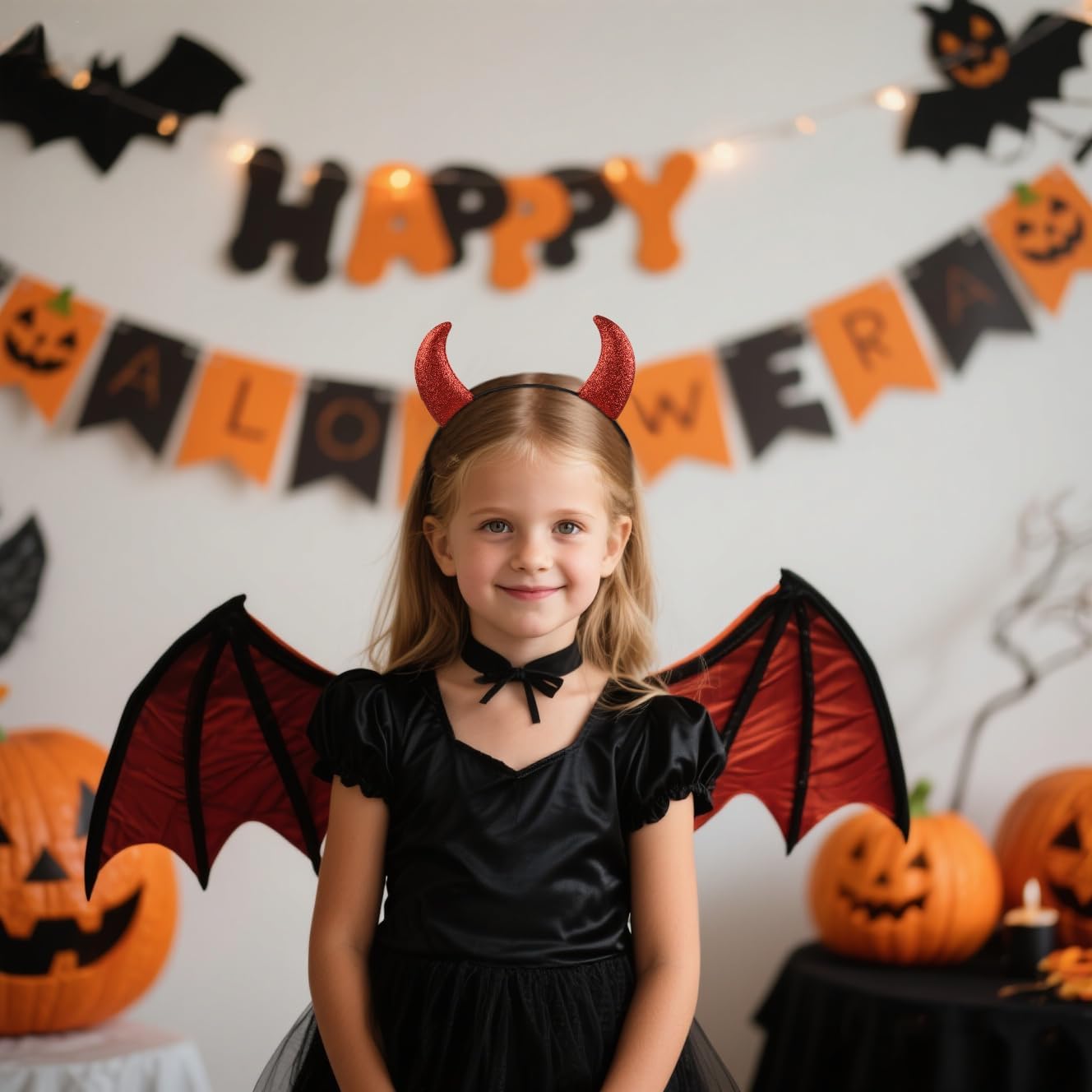 Glitter Devil Horns Headband Red Devil Ears Headband Devil Costume Accessories for Women Men Halloween Cosplay Party - Image 3