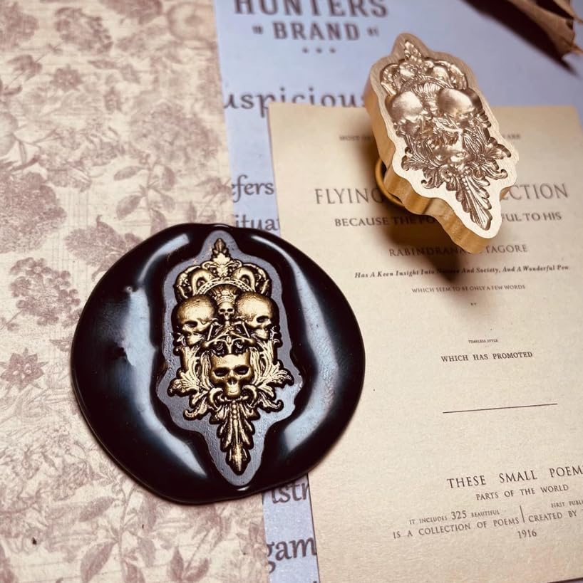 Mceal Wax Seal Stamp 3D Engraved Vintage Wax Stamp for Journals and Heaven & Hell Series - Skull Crown