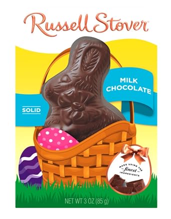 Russell Stover Milk Chocolate Bunnies - Pack of 3 - Solid Milk Chocolate - Perfect for Easter Baskets or Sharing with Friends and Family - Tasty Traditions