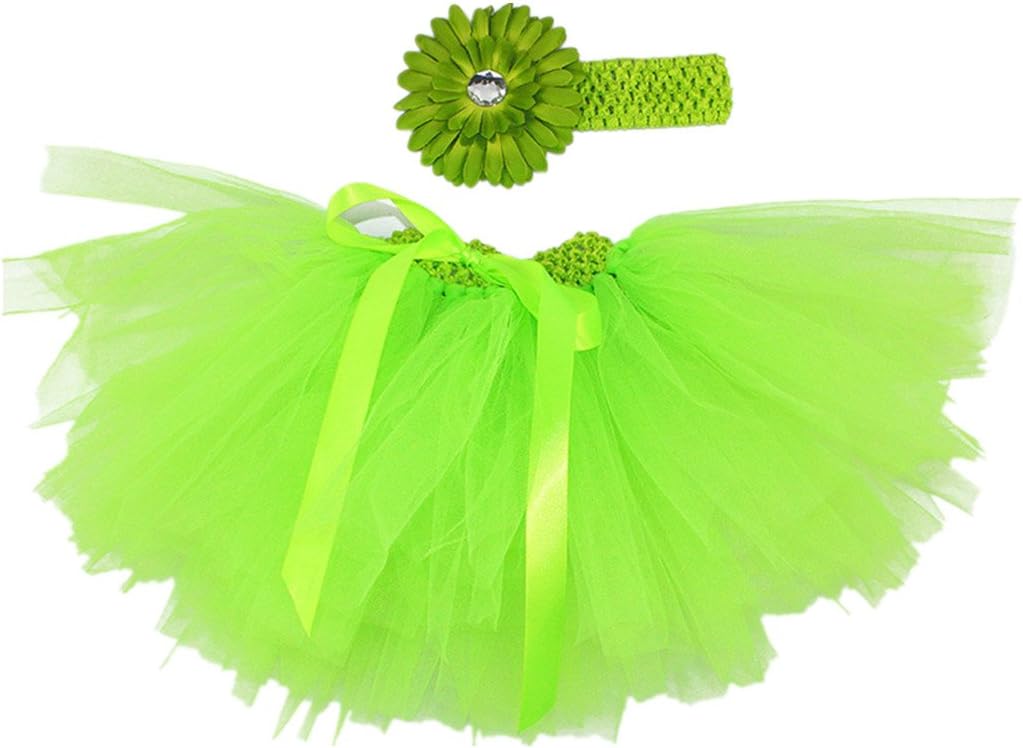 Newborn Baby Girls Birthday Layered Tulle Tutu Skirt Flower Headwear Outfits