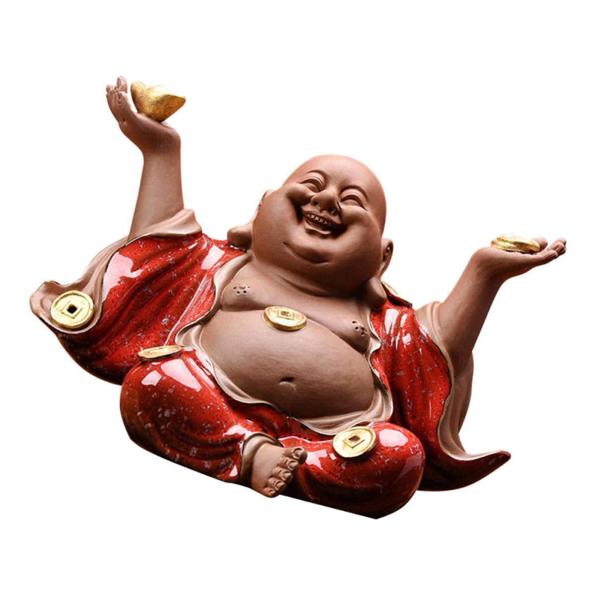 ibasenice Escultura de Buda Maitreya Creativa de Cerámica Fina Artesanía y Resistente para Decoración de Casa de Té y Souvenirs Festivos