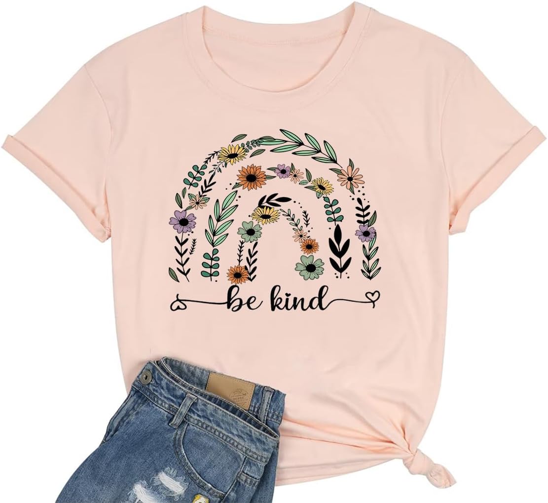 Be Kind Shirt Women Funny Inspirational Kindness Tshirts Teacher Graphic Tee Summer Casual Short Sleeve Tops