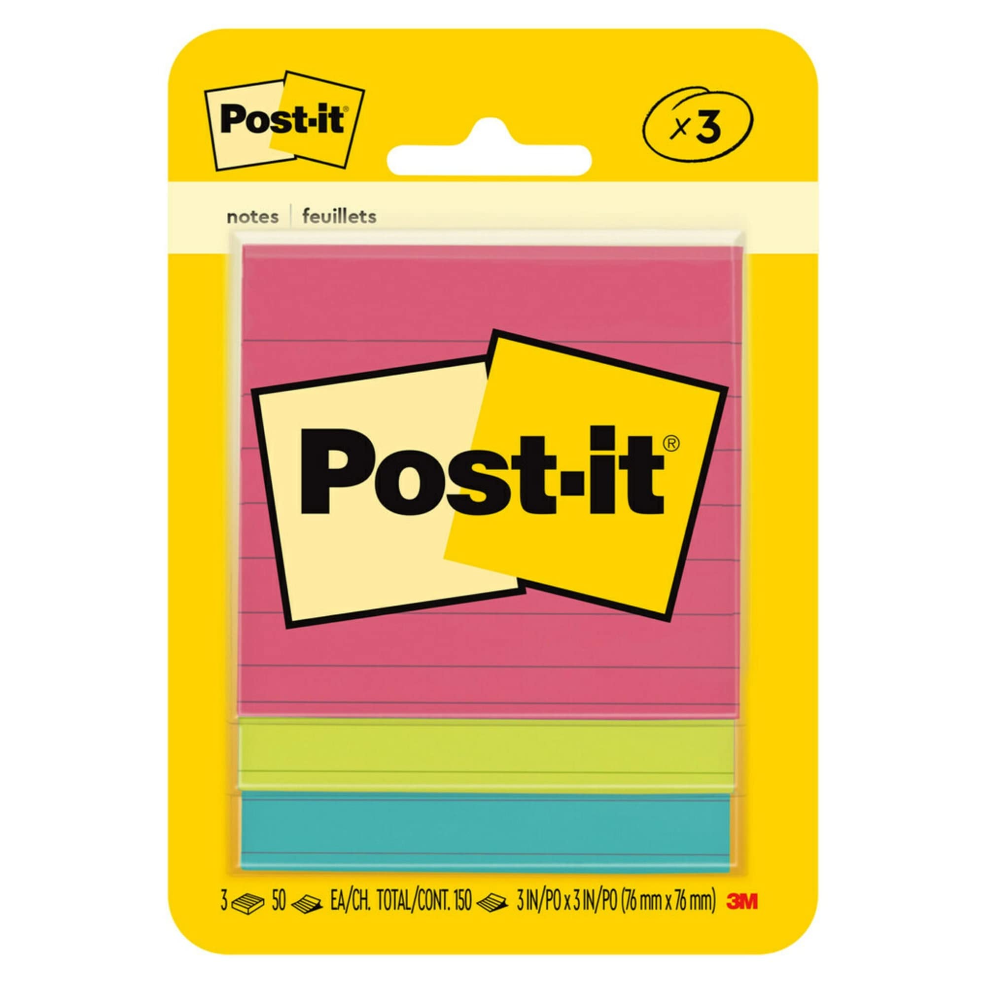 Post-it Notes, 3 x 3 in, Poptimistic Collection, 3 Lined Pads
