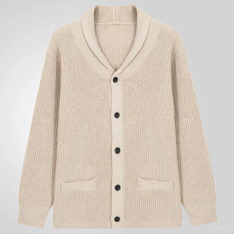 Mywinway Cardigan Sweaters for Men Fall Winter Button Down V Neck Open Front Causal Knit Tops Chunky Sweater Outerwear3