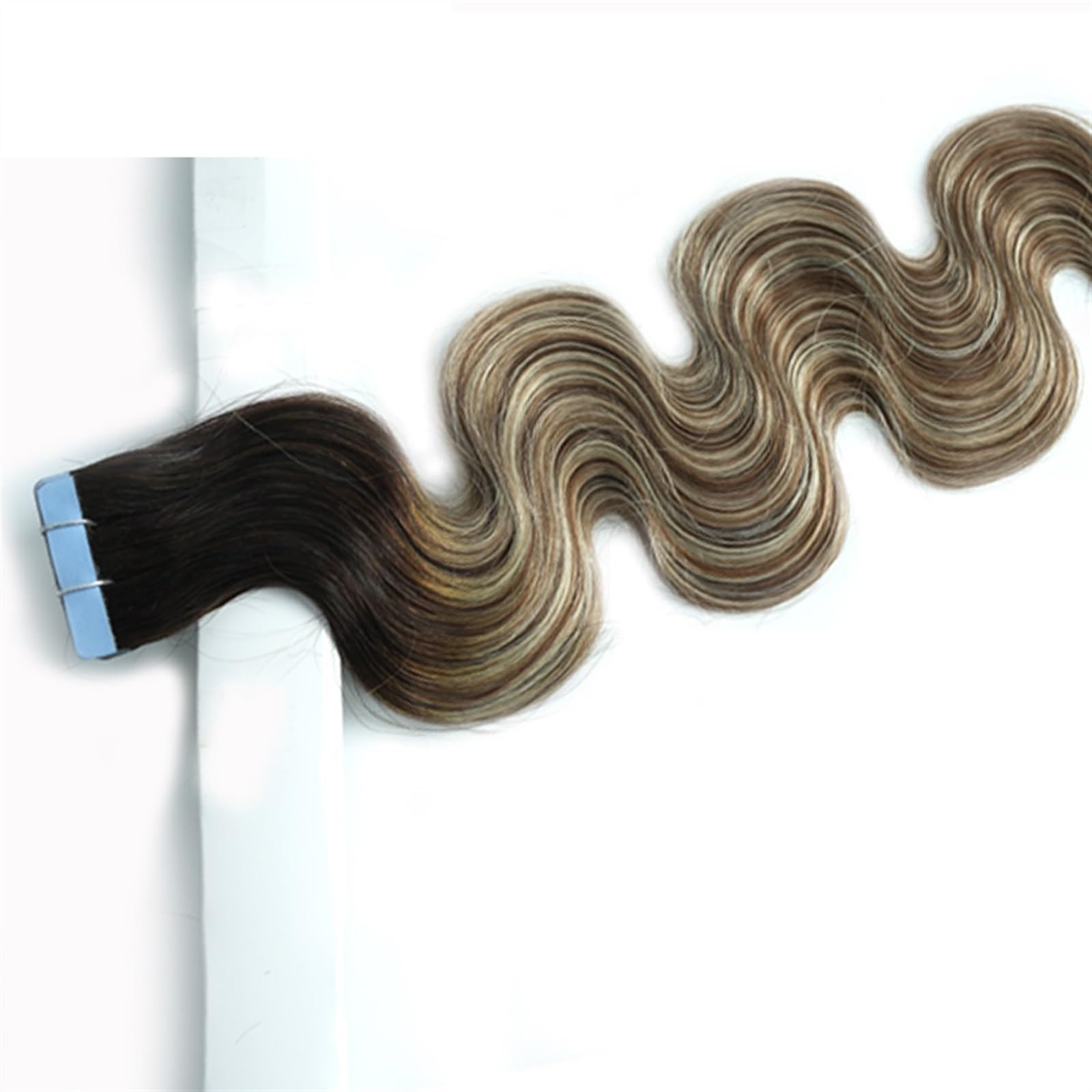 Femmes Bande de vague corps longue dans l'extension cheveux humains brun foncé Extensions de cheveux à bandes adhésives(40Pcs(100G),18 Inch)