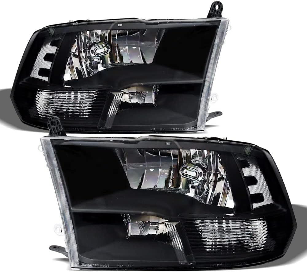 7422452781758 Compatible With 2009-2018 Dodge Ram 1500/2019-2024 Classic / 2010-2018 2500 3500 Quad Headlamp Style Black Housing Headlights