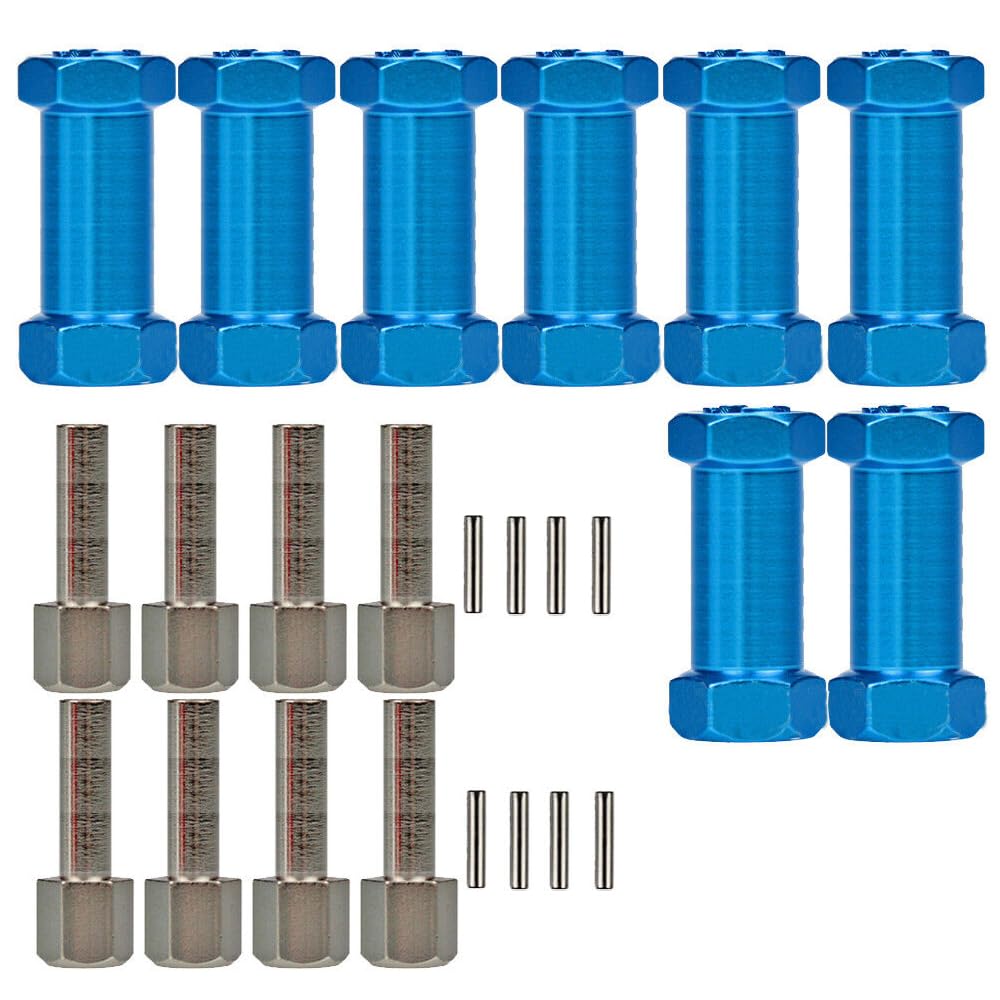 8 Packs Brass Wheels Hex Hub Extension Offset Hex Drive Adapter Compatible with 1/10 Crawler Car SCX10 Wraith Rc4wd Wraith D90 (Blue,25mm)