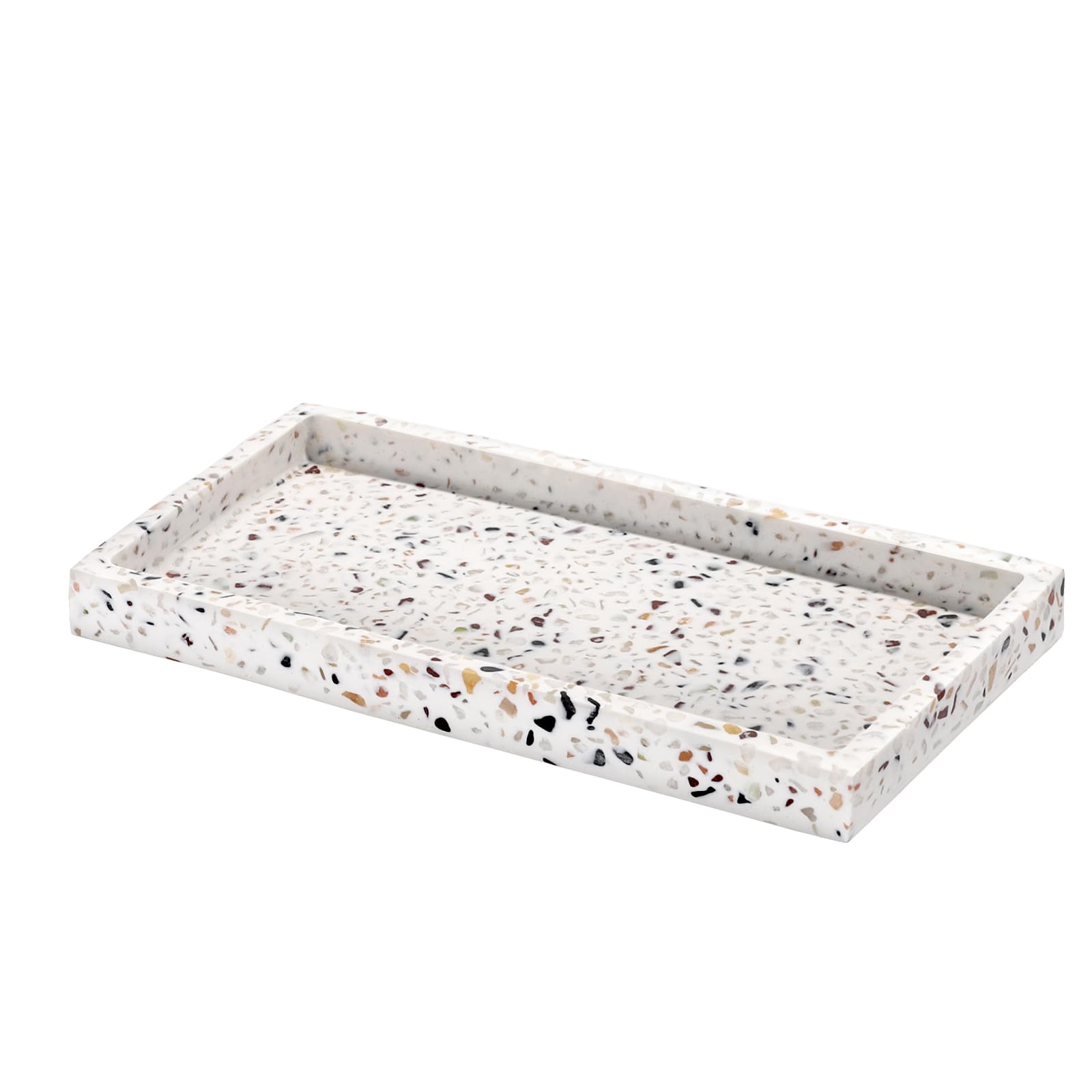 Luxspire Resin Bathroom Vanity Tray Countertop Organizer, Mini, Terrazzo