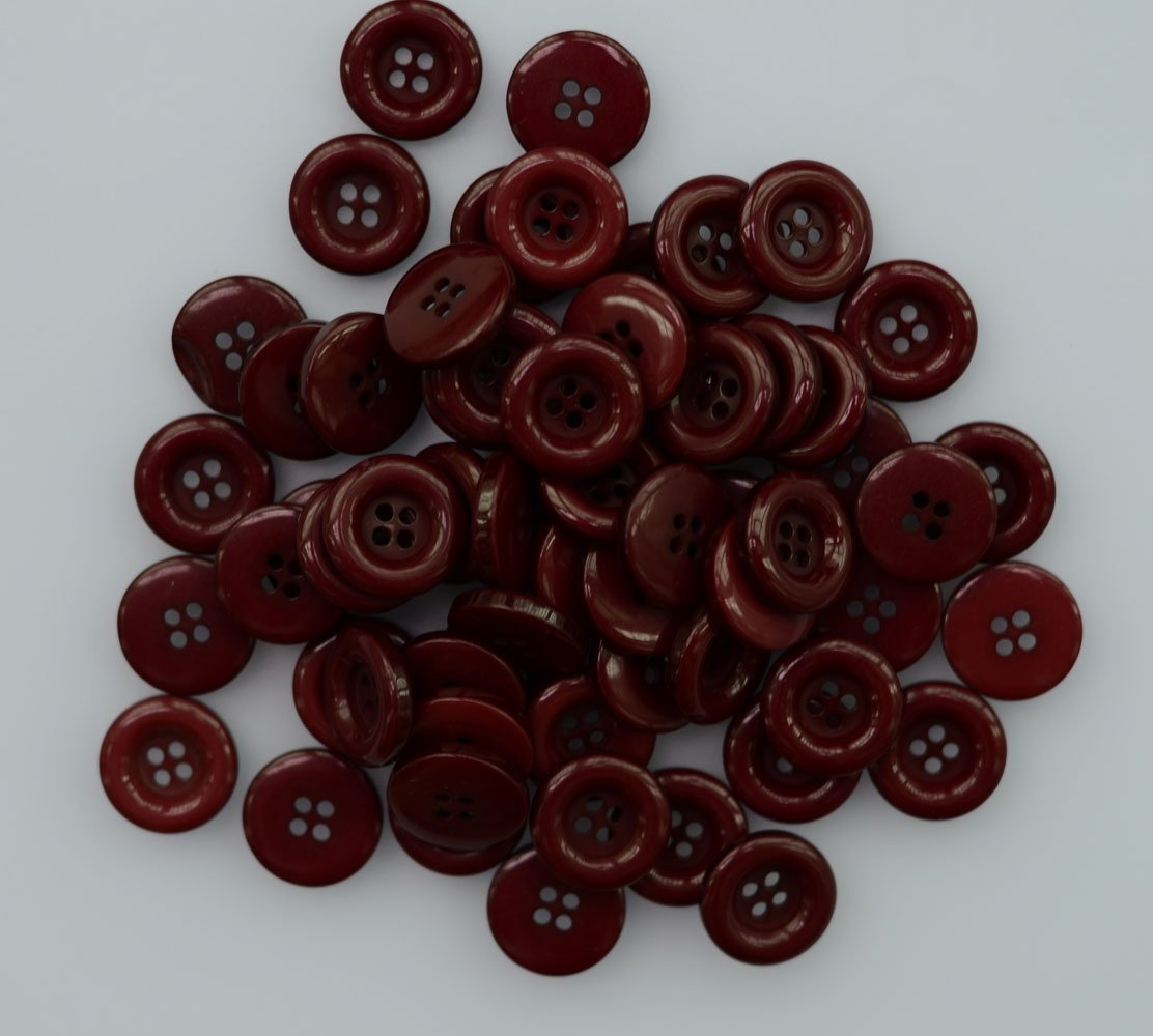 LYRACCES Resin Flatback Edge Sewing Fasteners Buttons 15mm 0.59In 100pcs(Burgundy Red)