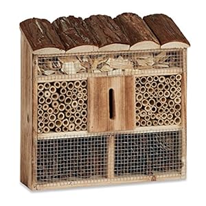 Relaxdays Insektenhotel Geflämmtes Holz Rechteckig
