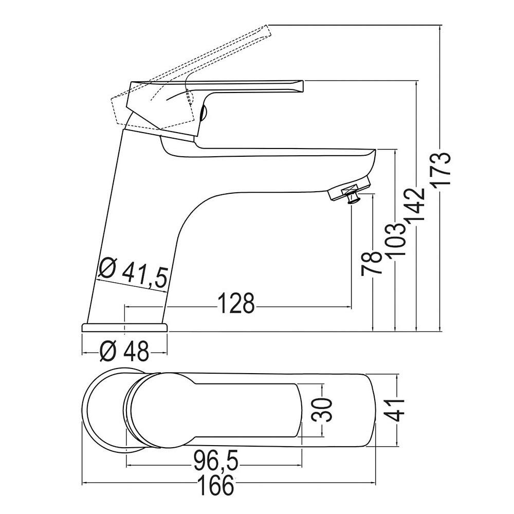 Kibath Conjunto Columna de ducha monomando SIO más Grifo de lavabo SIO, Tubo Extensible regulable en Altura de 80 a 120 cm, Cromo Brillo