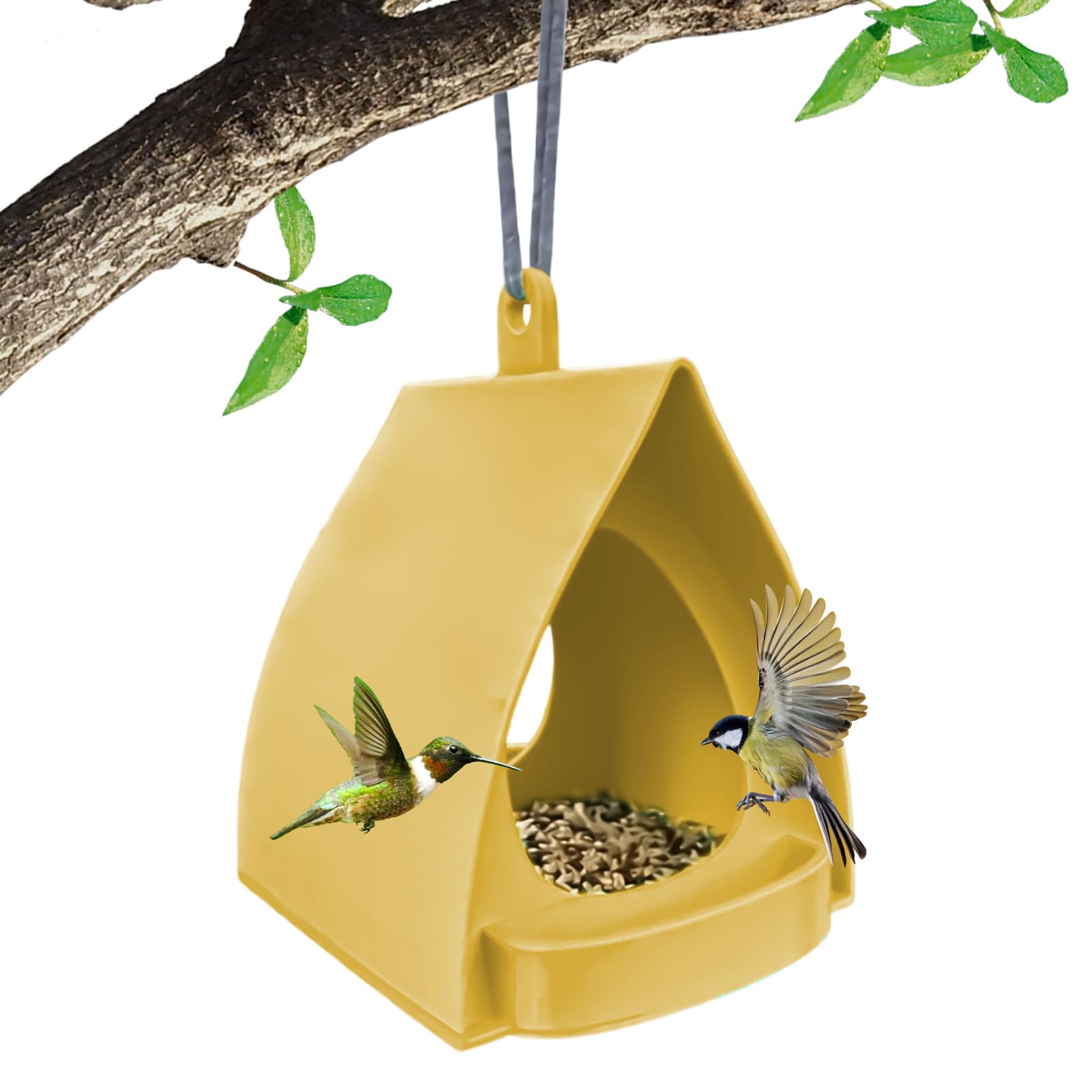 Bird Feeder Hanging Station, Garden Bird Feeders with Rain-Resistant Roof, Birds Feeders for Small Birds, Bir-d Feeder Hanging for Wild Bir-d, for Outside Balcony Garden Decorations