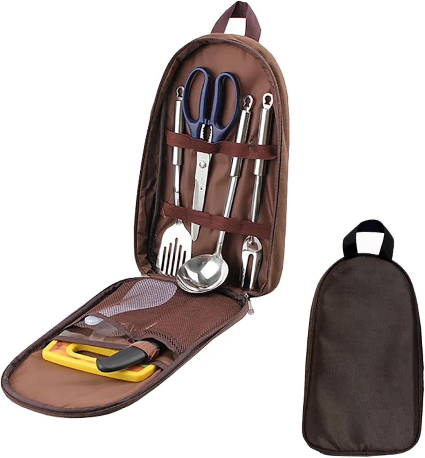 Camping Utensil Set 2 pcs Camping Kitchen Utensil Set with Carrying Bag BBQ Beach Hiking Travel Organizer Storage Pack Cook for Travel(Green)