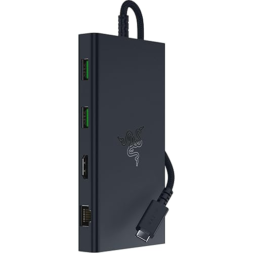 Razer USB C Dock 11-Port Travel Charging Station for Windows Mac Laptop iPad Surface Chromebook Galaxy Tab: Type C, HDMI, Ethernet, MicroSD - 4K 60 Hz Display - 85 W Tablets + Mobile Fast Charge