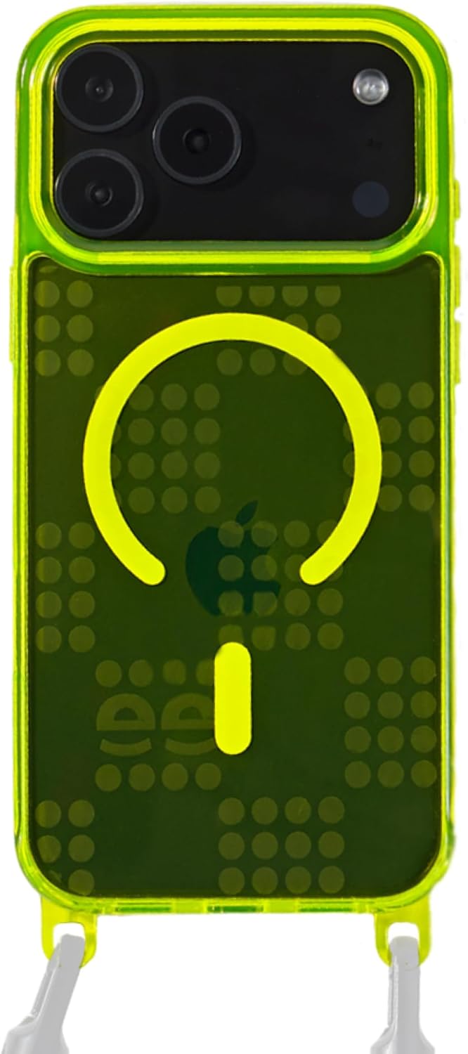 SteepLab Freehand Case for iPhone 17 Pro Max - Sling Phone Case w/Removable Lanyard Hooks, Compatible with MagSafe and Shockproof Protection (Hi-Energy Neon Yellow: Spotlight)