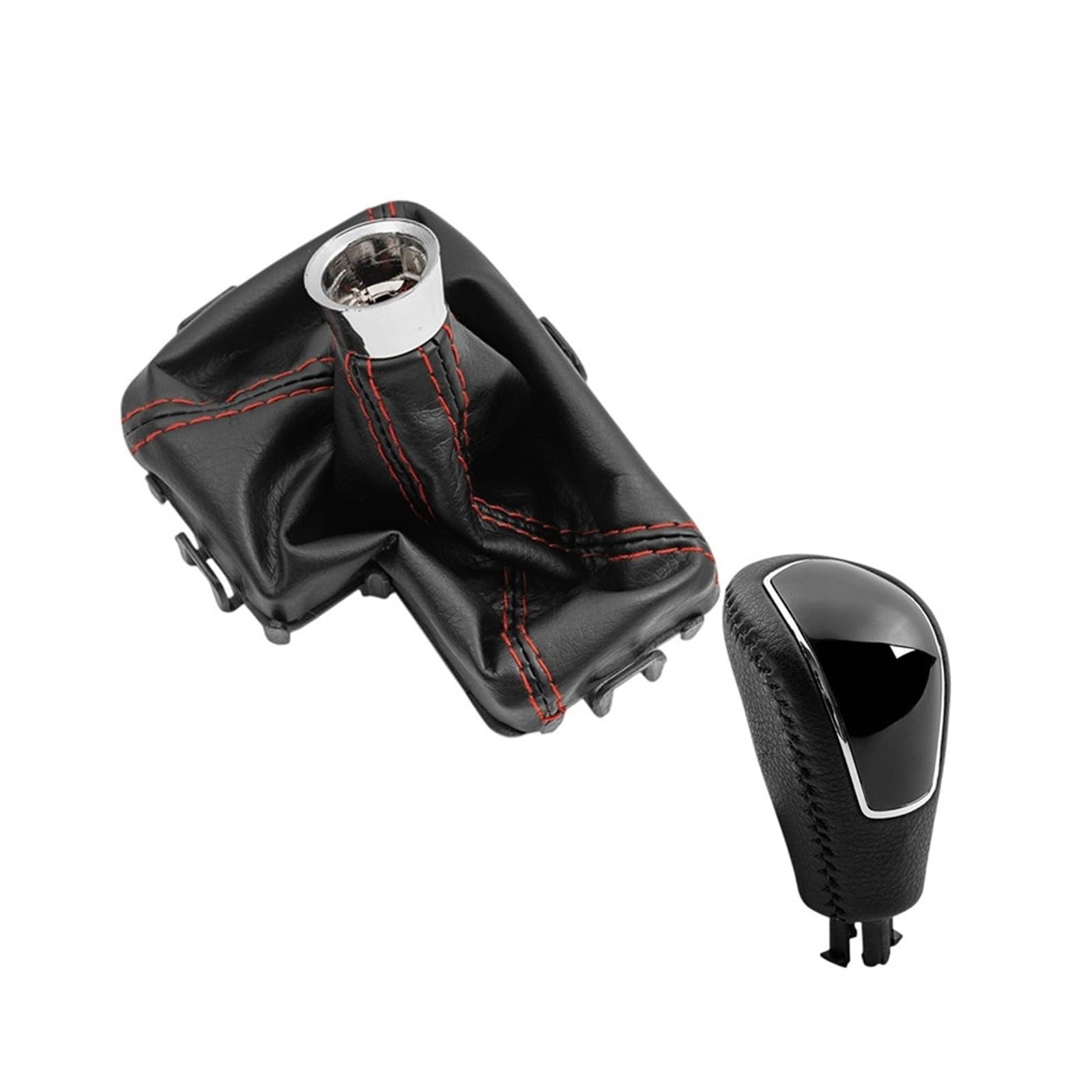 Valtorencia Gear Shift Shifter Cover,Fit for Ford, Mondeo MK4 S-MAX Kuga Galaxy MK1 BLK Automatic Leather Knob Lever Pen Shift knob Handle(2PCS)