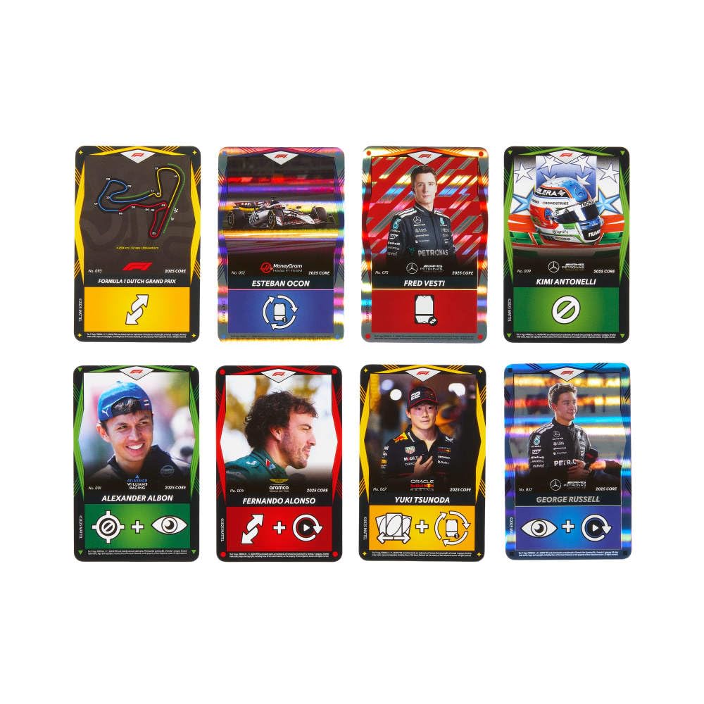 Mattel Games UNO Elite Formula 1 2025 Core Edition Starter Pack Card Game with 4 Game Booster Packs & 2 Promo Cards for Kids, Fans, Families & Game Night